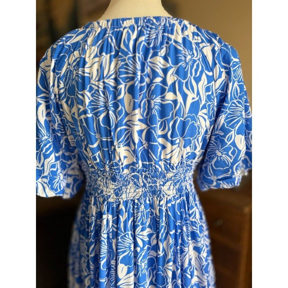 NWT Chic Blue Floral Maxi Dress - Picture 6 of 11